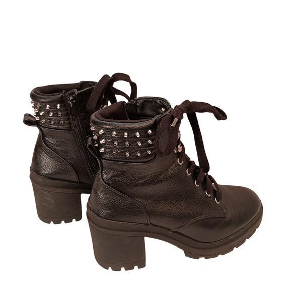 No Boundaries Black Womens Spiked Black Boots 2 Inch Block Heels Gothic Look 7.5 - Picture 5 of 9